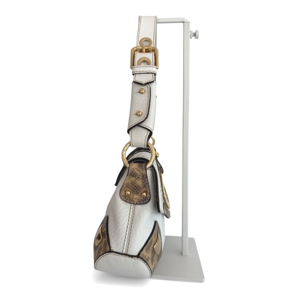 Dolce & Gabbana Vintage Y2K D-Ring Shoulder Bag White Leather & Python - Picture 4 of 13